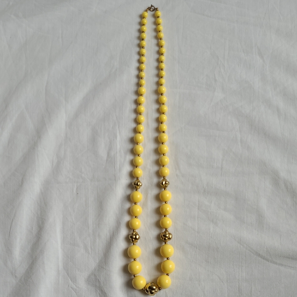 Canary Yellow Round Beaded Necklace